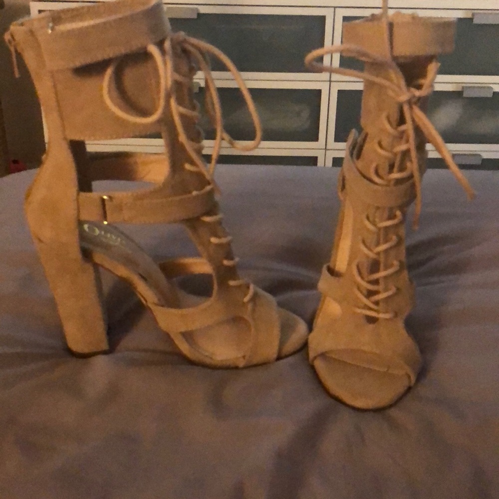 Tan Lace Up Heels